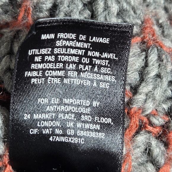 Anthropologie Moth Cardigan Large Long Open Front Gray Rust Wool Blend Knit Coat - Picture 13 of 14